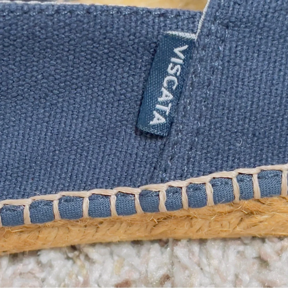 Viscata Barcelona Womens Espadrille Flats Size 11 Navy Canvas Slip On Shoes New